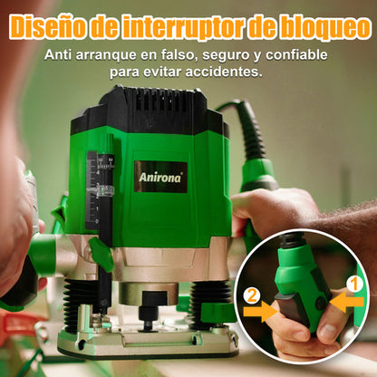 Router Anirona 1400W 1-3/4 Hp con 7 Velocidades Ajustables para Corte Preciso