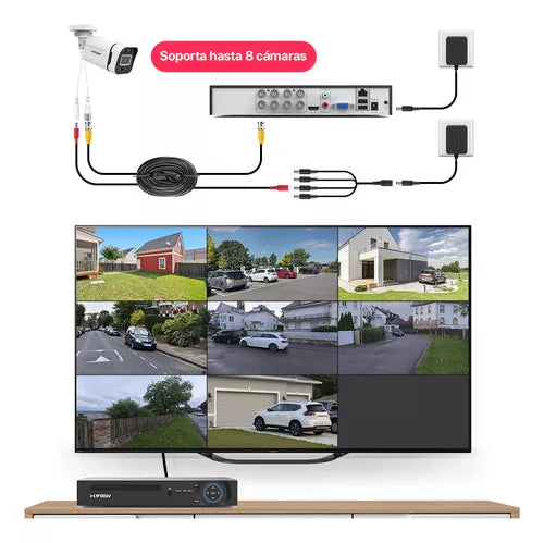 Kit de Videovigilancia H.view HV-84AHD5001: 4 Cámaras 5MP, DVR 1TB, Acceso Remoto, Resistente al Agua