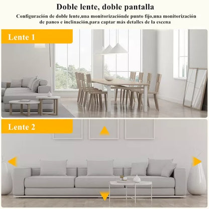 Cámara De Seguridad Doble Lente 4mp Hd Wifi 360º Con Alarma - Metacompras