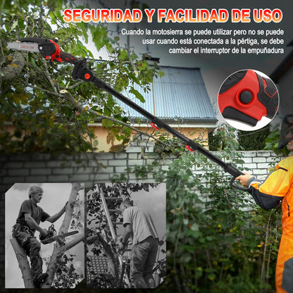 Motosierra Telescópica Eléctrica Inalámbrica con 2 Baterías y Gran Alcance de 2.3 m
