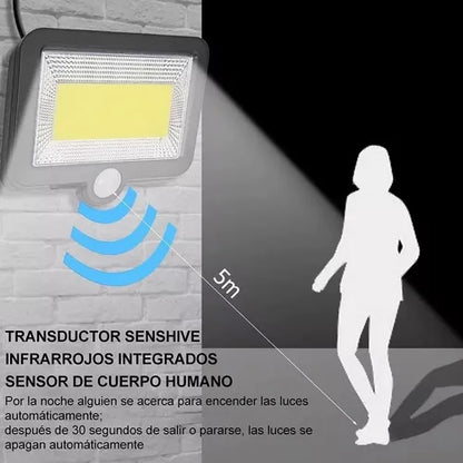 100 Led Lampara Solar Pared Sensor 3 modos remoto 60w 2 piezas - Metacompras