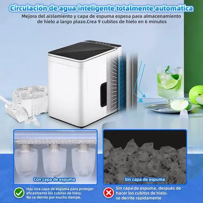 Máquina Para Hacer Hielo Eléctrica 15kg en 24h - Producción Rápida y Autolimpiante
