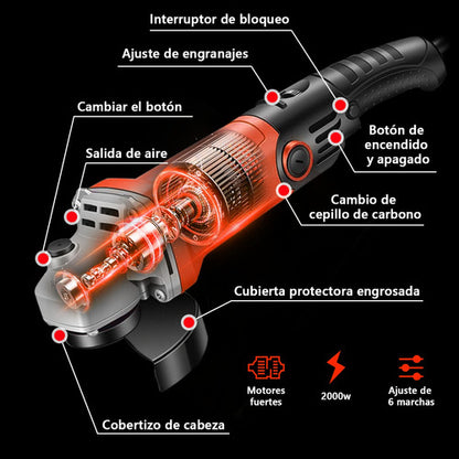 Esmeriladora Angular 2000 W 3 en 1: Amoladora, Motosierra y Lijadora Profesional