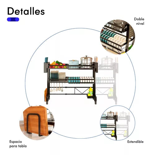 Escurridor Platos Trastes 2 Niveles Ajustable Para Fregadero - Metacompras