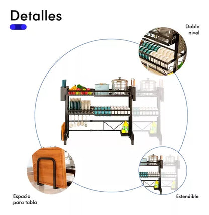 Escurridor Platos Trastes 2 Niveles Ajustable Para Fregadero - Metacompras
