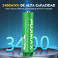 Cargador de Pilas Recargables con 8 Pilas AA - Carga Rápida y Alta Capacidad 3400mAh