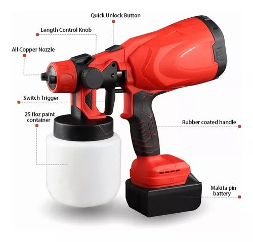 Portatil Pulverizador Pintura Inalámbrico 800ml 21v 550w - Metacompras