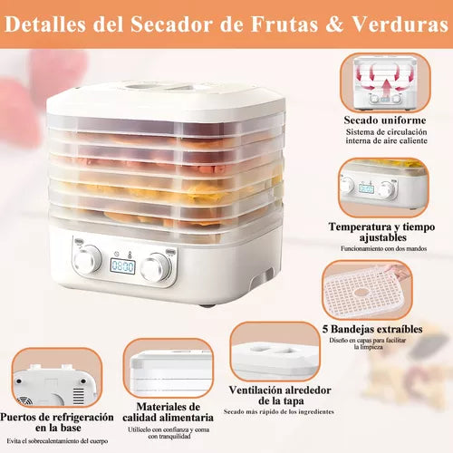 Deshidratador De Alimentos Secador Frutas Verdura 5 Bandejas