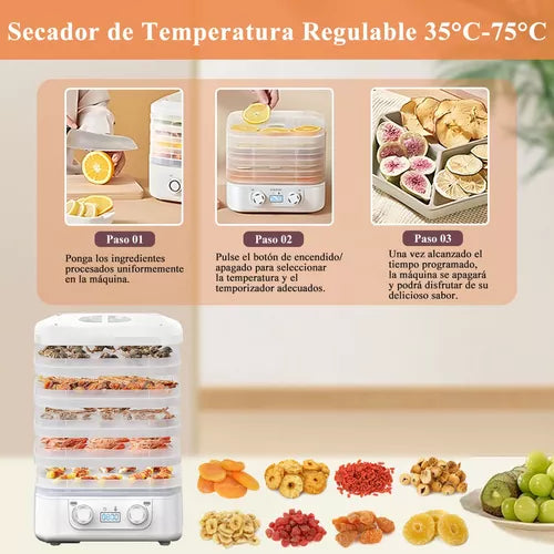 Deshidratador De Alimentos Secador Frutas Verdura 5 Bandejas