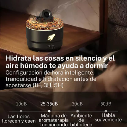 Humidificador Torreta con Efecto Volcánico y Luz LED de Aromaterapia
