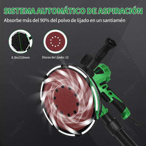 Lijadora De Pared Seca Orbital Pulidora 1500w 215mm Shawty