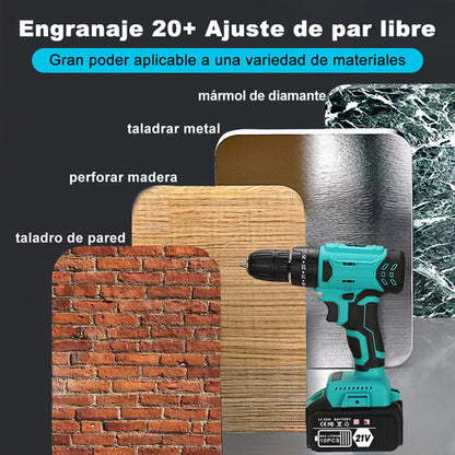 Kit de Herramientas Eléctricas Sin Escobillas: Taladro, Llave de Impacto y Amoladora Angular 20V 4000mAh. Ideal para Proyectos de Renovación.