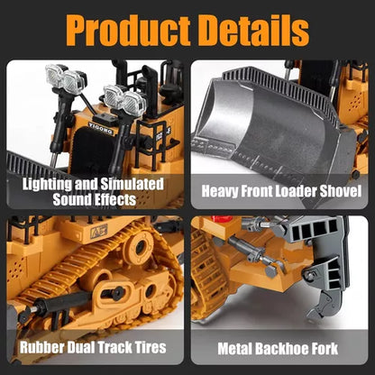 Bulldozer RC de Control Remoto con 9 Canales para Construcción Realista
