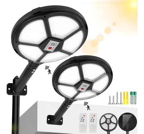 Lámpara Solar Exterior 16000 Lúmenes IP67 con Sensor de Movimiento - 2 Piezas