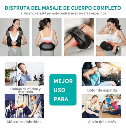 Masajeador Nekteck Shiatsu con Calor para Alivio de Cuello y Espalda