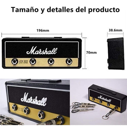 Organizador de Llaves de Pared Estilo Amplificador Marshall con Llaveros Rockeros