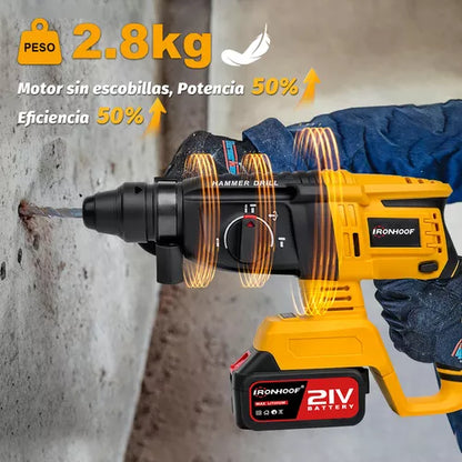 Rotomartillo Cincelador Inalámbrico SDS-Plus 600W con Batería de Larga Duración