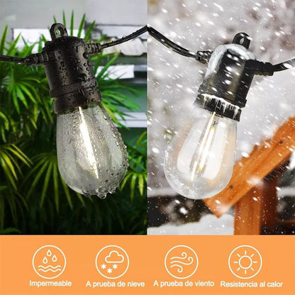 Guirnalda de Luces LED para Exterior 10m - Impermeables y Con Regulador de Brillo