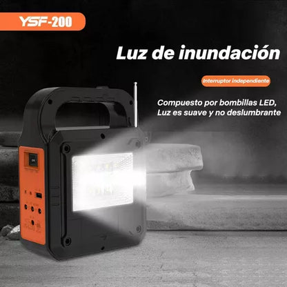 Lámpara Solar Iluminación Radio Fm Bluetooth Banco Energía - Metacompras