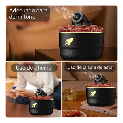 Humidificador Torreta con Efecto Volcánico y Luz LED de Aromaterapia