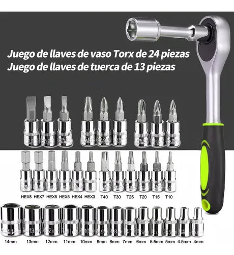 Kit Completo de Herramientas Eléctricas 46pcs: Llaves de Impacto y Taladro Inalámbrico