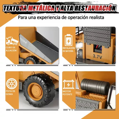 Excavadora Control Remoto 9 Canales - Diversión Realista y Potente para Niños