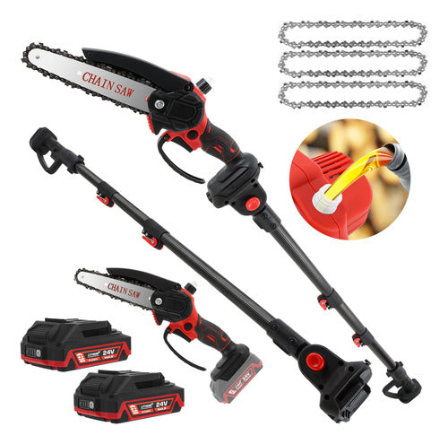 Motosierra Telescópica Eléctrica Inalámbrica con 2 Baterías y Gran Alcance de 2.3 m - Metacompras