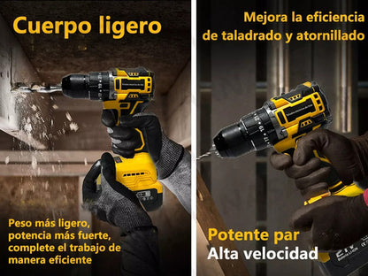 Kit de Atornillador y Taladro Eléctrico Sin Carbones con 350 Nm y 550 W - Potencia y Versatilidad para Proyectos de Bricolaje