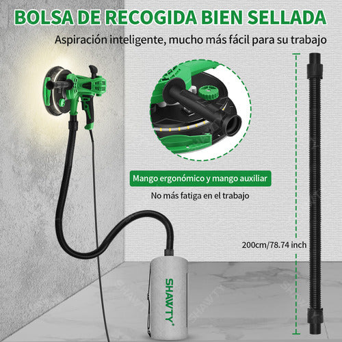 Lijadora De Pared Seca Orbital Pulidora 1500w 215mm Shawty