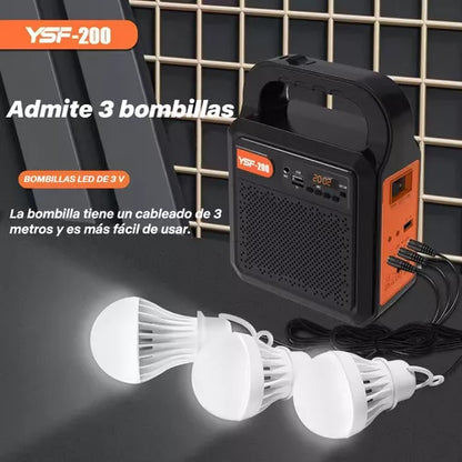 Lámpara Solar Iluminación Radio Fm Bluetooth Banco Energía - Metacompras