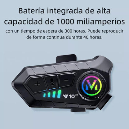 Intercomunicador Bluetooth JZAQ Y10-2X para Motocicletas - Resistente al Agua y Larga Duración