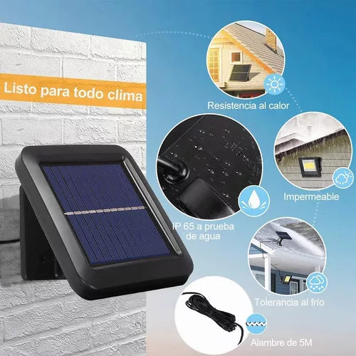 100 Led Lampara Solar Pared Sensor 3 modos remoto 60w 2 piezas