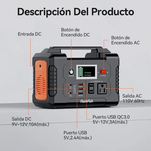 Generador Eléctrico Flashfish E200 - Estación de Energía Solar Portátil - Metacompras