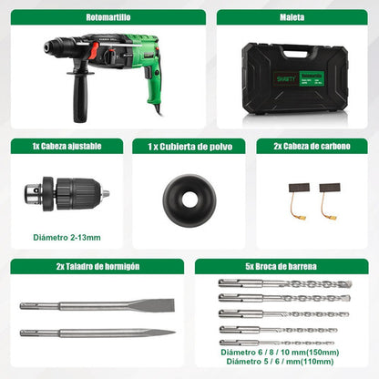 Rotomartillo Perforador SDS-Plus 1050W con Múltiples Modos y Alto Rendimiento