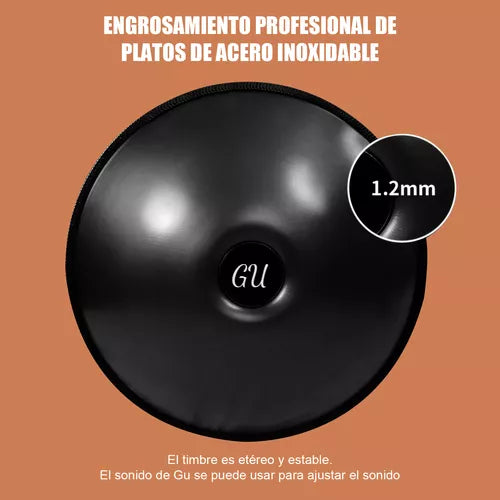 Handpan 18 Pulgadas de 9 Notas en G Menor – Sonido Etéreo y Relajante, Hecho a Mano