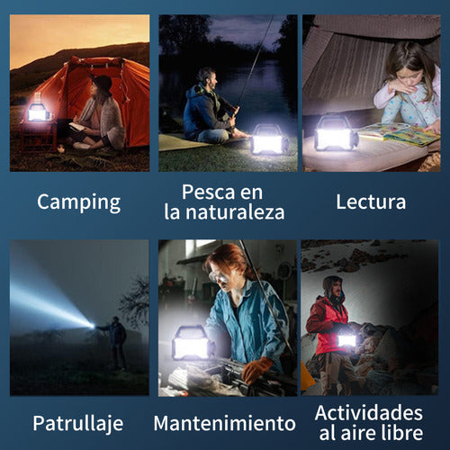 Lámpara Camping Solar Recargable de Alta Potencia con Batería para Emergencias - Metacompras