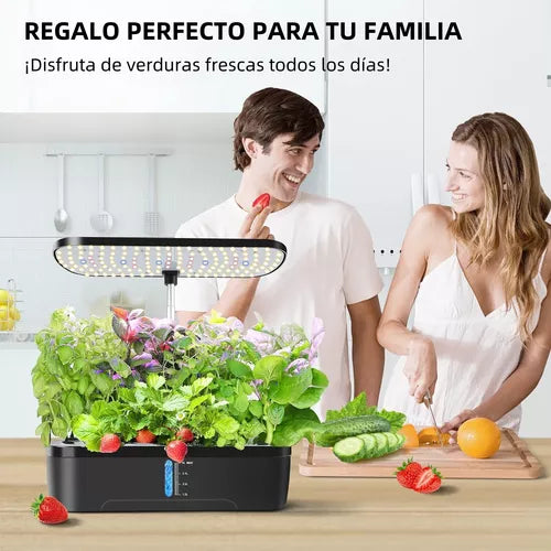 Sistema de Jardinería Hidropónica Interior con Luz LED y Bomba Silenciosa - Cultiva Hasta 12 Plantas. - Metacompras