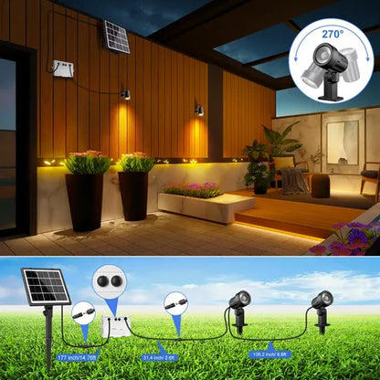 Lámparas Solares 2 en 1 para Jardín, Focos Impermeables y Eficientes