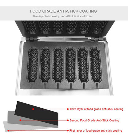 Máquina Profesional para Hacer Gofres de Piruleta - Acero Inoxidable Durable