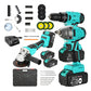 Kit de Herramientas Eléctricas Sin Escobillas: Taladro, Llave de Impacto y Amoladora Angular 20V 4000mAh. Ideal para Proyectos de Renovación.