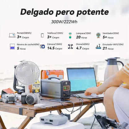 Banco de Energía Flashfish G300 300W – Generador Solar Portátil para Camping y Emergencias