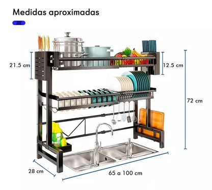 Escurridor Platos Trastes 2 Niveles Ajustable Para Fregadero - Metacompras