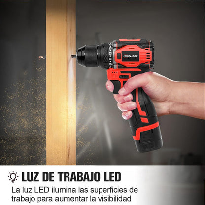 Taladro Inalámbrico Sin Escobillas con Batería de Larga Duración y Luz LED