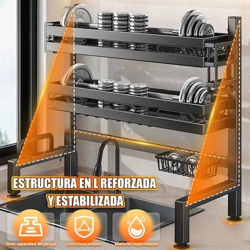 Escurridor de Trastes 2 Niveles - Maximiza tu Espacio Sobre el Fregadero