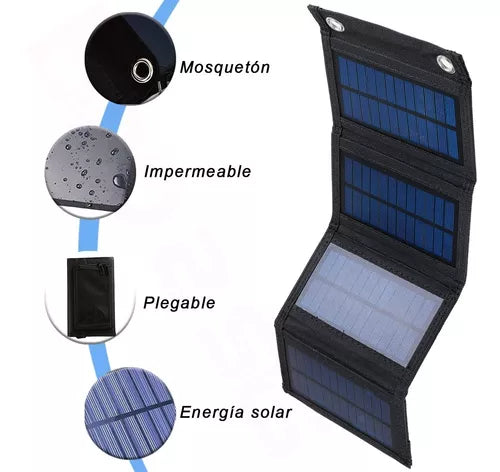 Cargador Solar Portatil Plegable De Panel 20w Puertos Usb - Metacompras