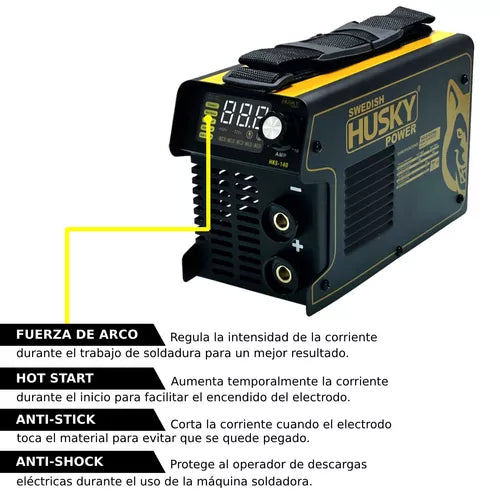 Soldadora inverter Swedish Husky Power HKS-140 negra y amarilla 60Hz 110V/220V - Metacompras