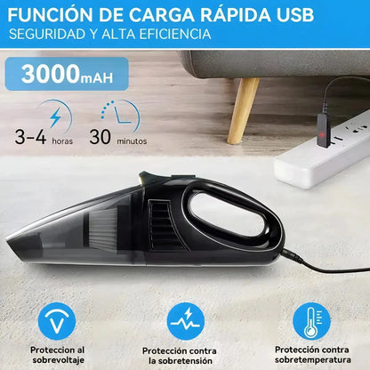 Aspiradora Portátil Inalámbrica con Filtro Lavable y LED para Hogar y Autos