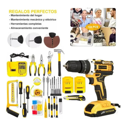 21V Cordless Drill Complete Kit with Impact and 2 Batteries