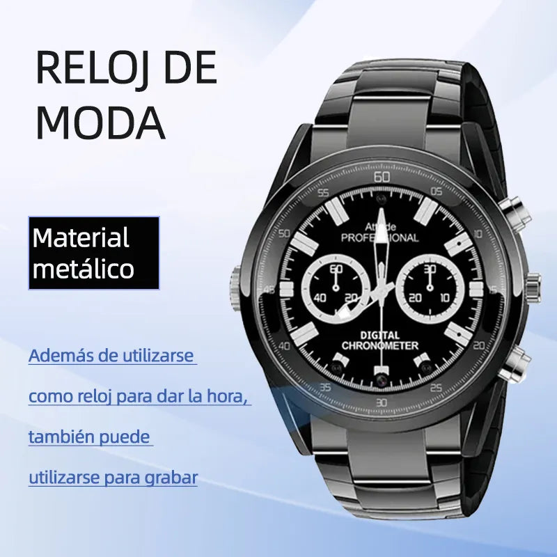 Reloj Espía Negro con Cámara Oculta HD 1080p y Visión Nocturna - Metacompras