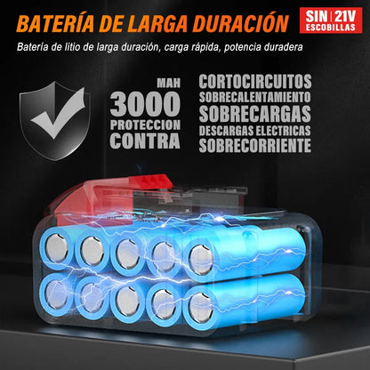 Taladro Rotomartillo Sin Escobillas con 2 Baterías 3.0ah Negro - Metacompras